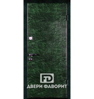 входная недорогая дверь с отделкой дермантином и МДФ, с двумя замками